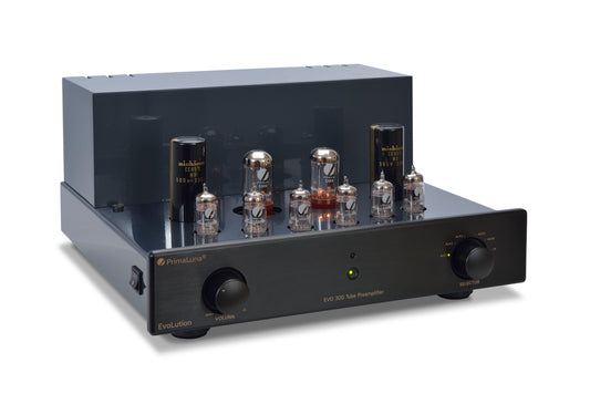 When you don't need the transformer-coupled balanced connectivity of the EVO 400, the PrimaLuna EVO 300 Preamplifier is for you. All PrimaLuna preamps are built with the tube preamp Holy Trinity. Dual-mono, point to point wiring, and tube rectification.