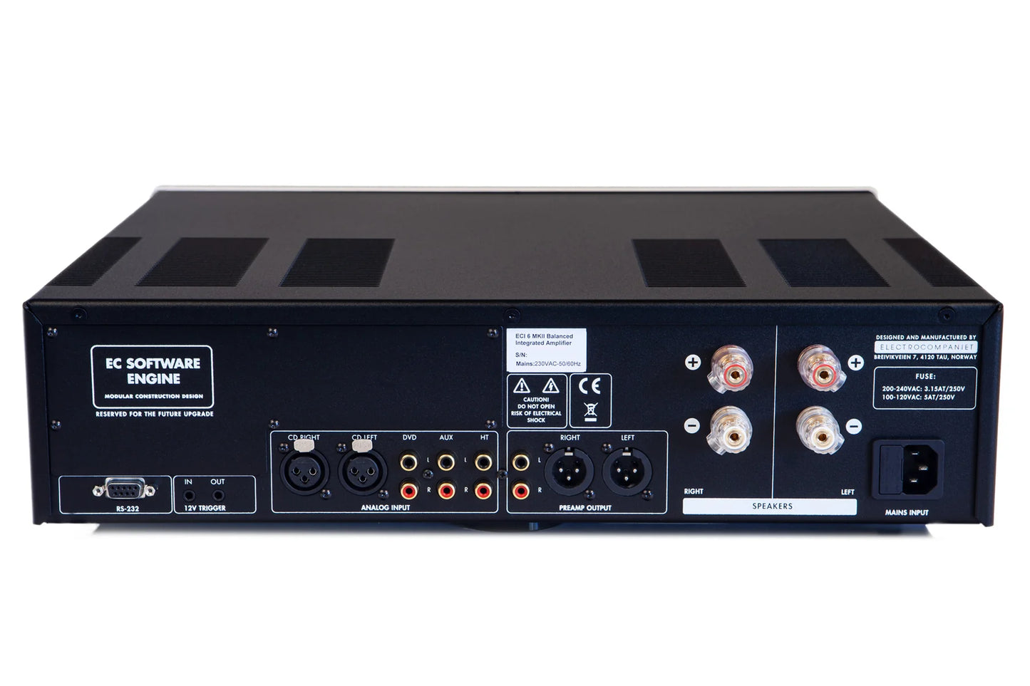 Integrated Amplifier rear view without DAC/Streamer option