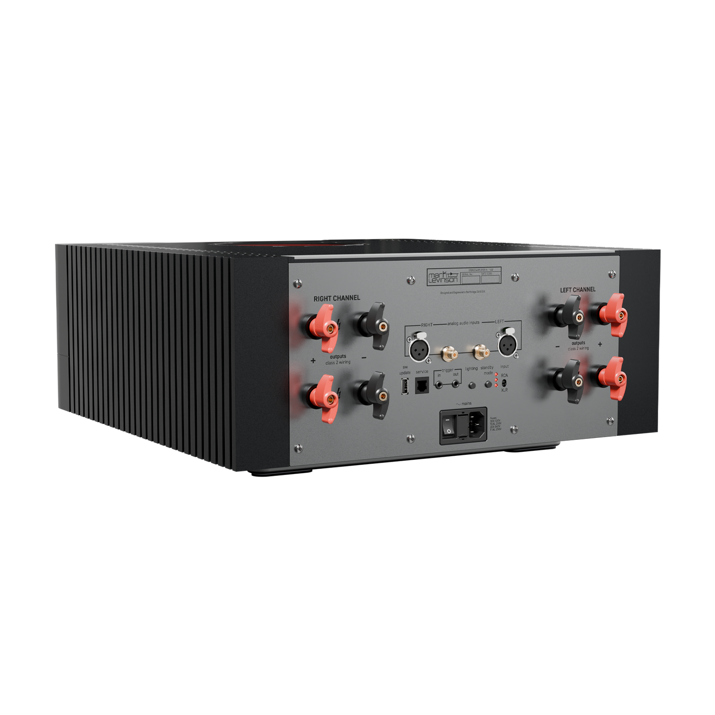 Mark Levinson No 626 stereo amplifier angled rear view