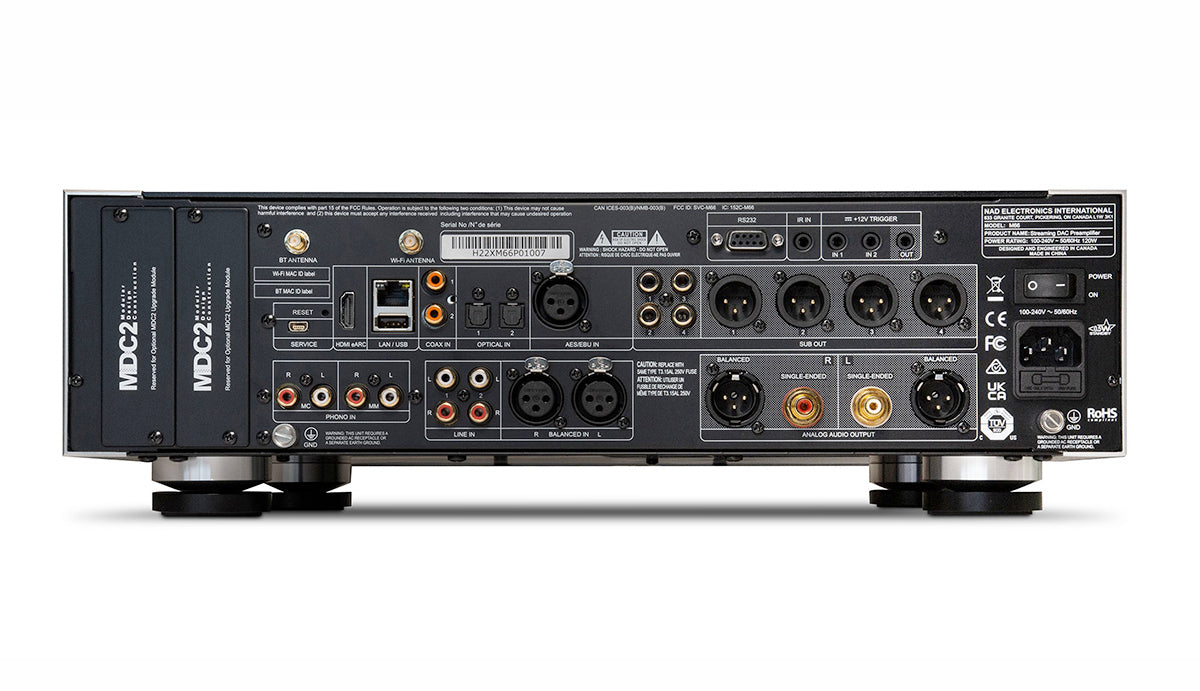 NAD Masters M66 BluOS Streaming DAC Preamplifier rear view