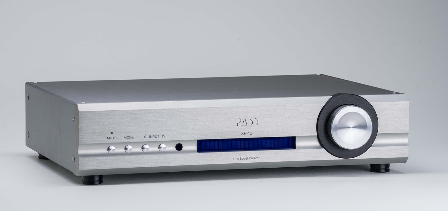 Pass Labs XP-12 preamplifier silver front view