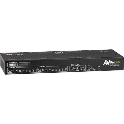 The rack-mountable&nbsp;AC-MX-82 8x2 HDMI 4K Matrix/Auto Switcher&nbsp;from&nbsp;AVPro Edge&nbsp;is a 4K matrix and auto-switch/AVR bypass unit with eight HDMI inputs and two HDMI outputs with HDR support. The unit features a bandwidth of up to 18 Gb/s and a resolution up to DCI 4K60