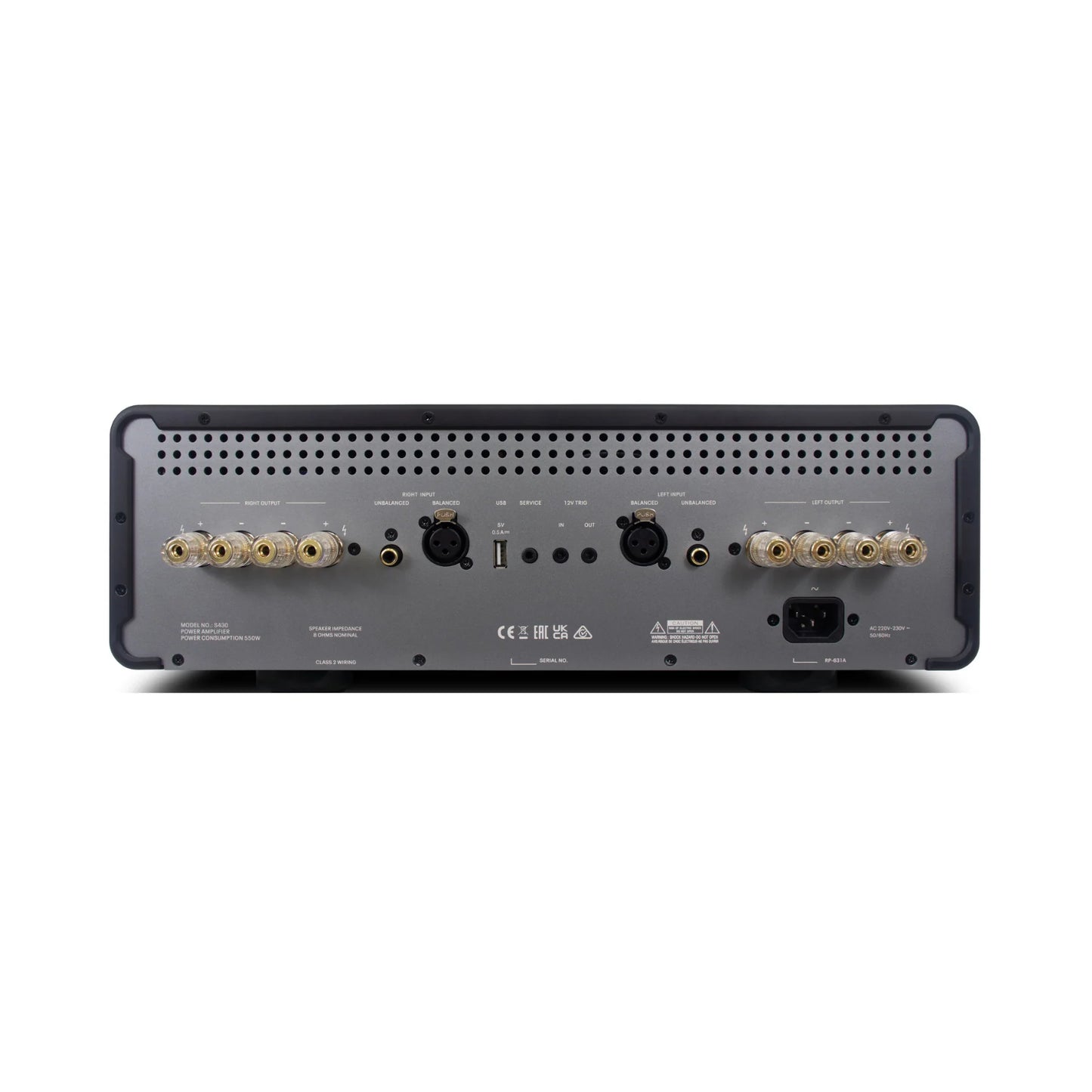 Rotel Michi S430 Stereo Power Amplifier rear view