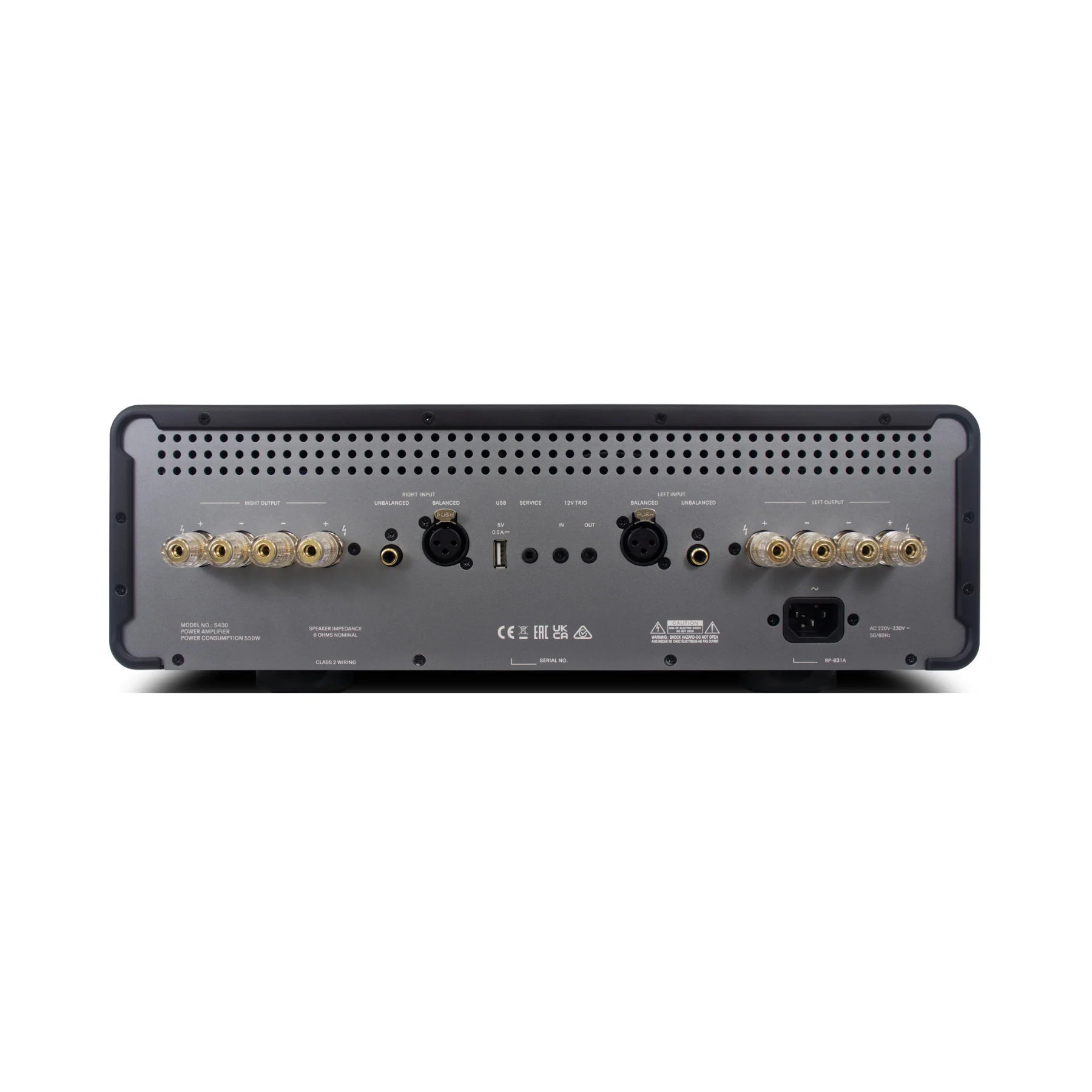 Rotel Michi S430 Stereo Power Amplifier rear view