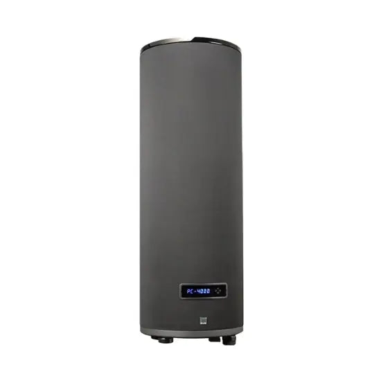 Unique cylinder cabinet design saves floorspace while delivering chest-pounding, pinpoint accurate output comparable with ported box designs pic of front 