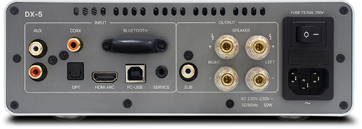 Rotel DX-5 Desktop integrated amplifier rear view