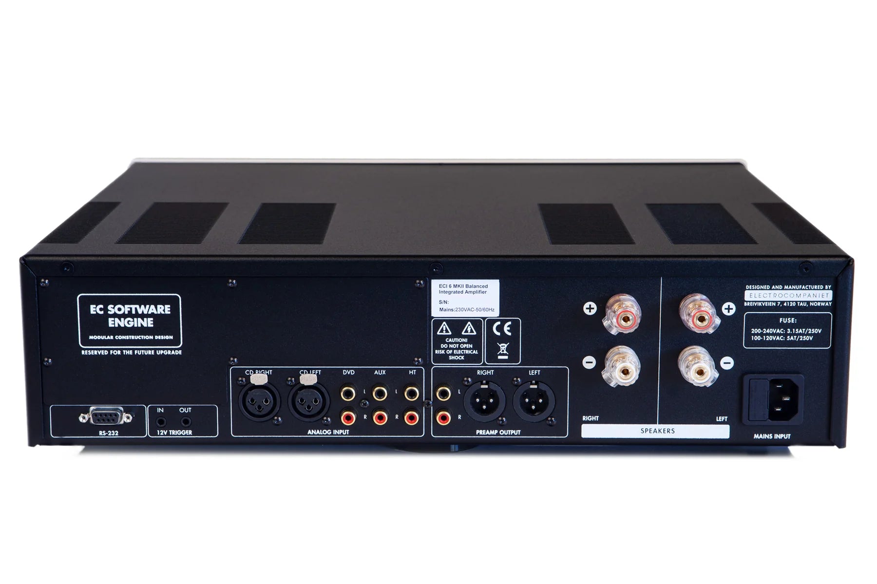 Integrated Amplifier rear view without DAC/Streamer option