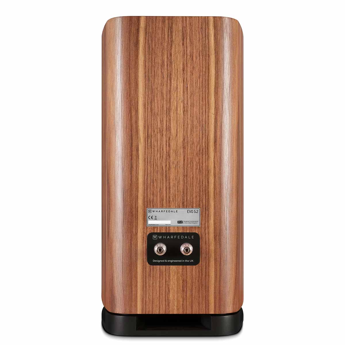 Wooden speaker with Wharfedale branding on a white background