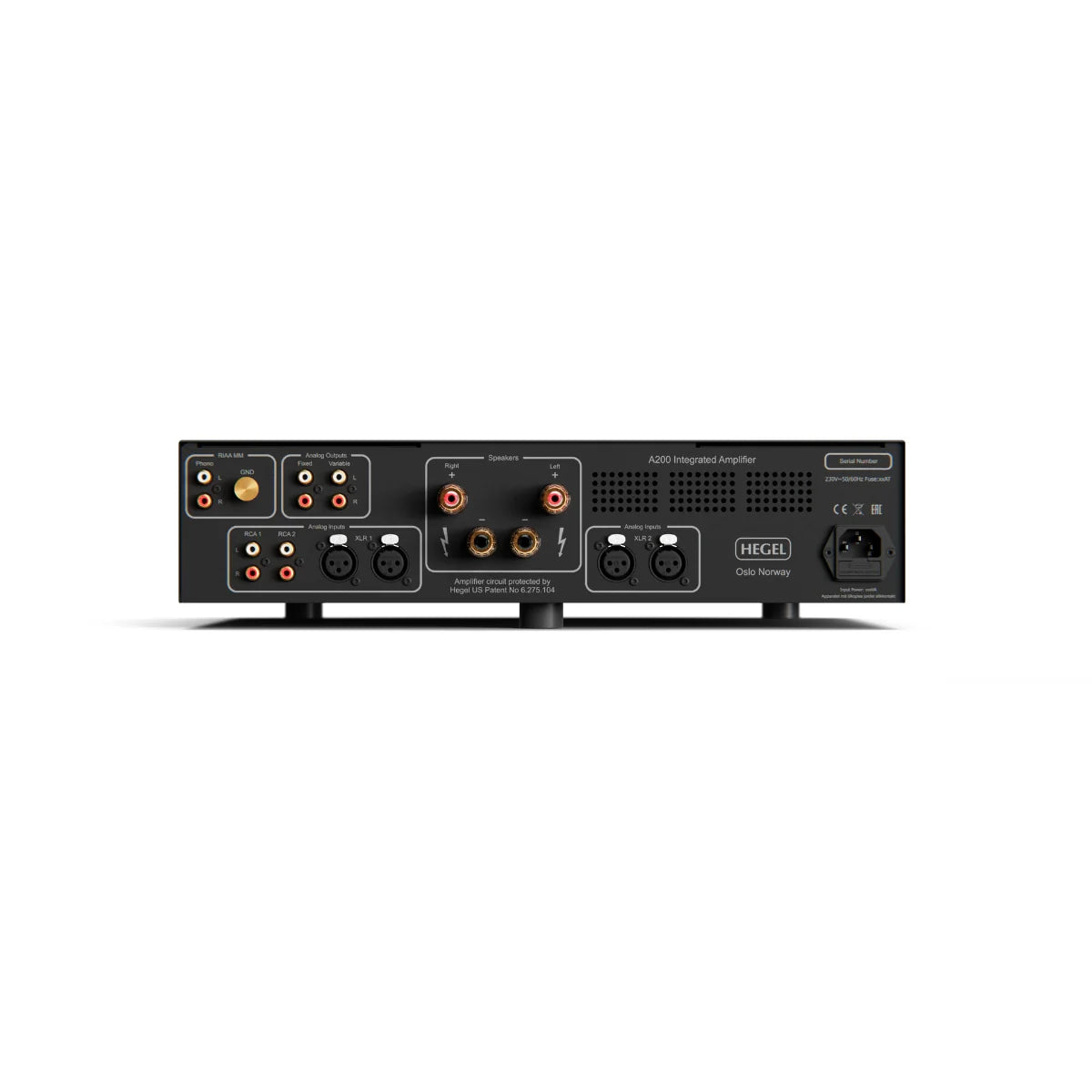 Hegel A200 Integrated Amplifier  rear view