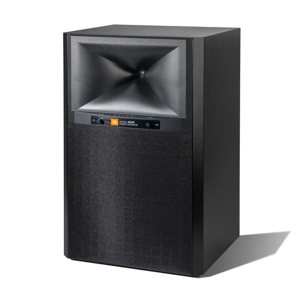 JBL 4329P Studio Monitor Powered Loudspeaker System
A 300 Wpc system with 1"& horn-loaded tweeter, 8" woofer, 192-24 DAC, and analog and digital connectivity. Front pic in Black color