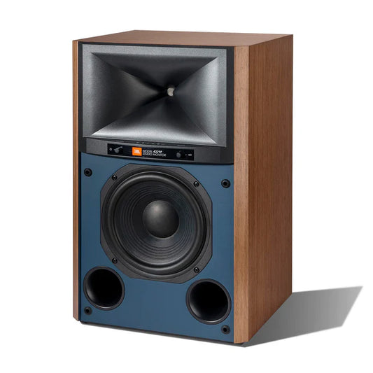 JBL 4329P Studio Monitor Powered Loudspeaker System
A 300 Wpc system with 1"& horn-loaded tweeter, 8" woofer, 192-24 DAC, and analog and digital connectivity. Front pic