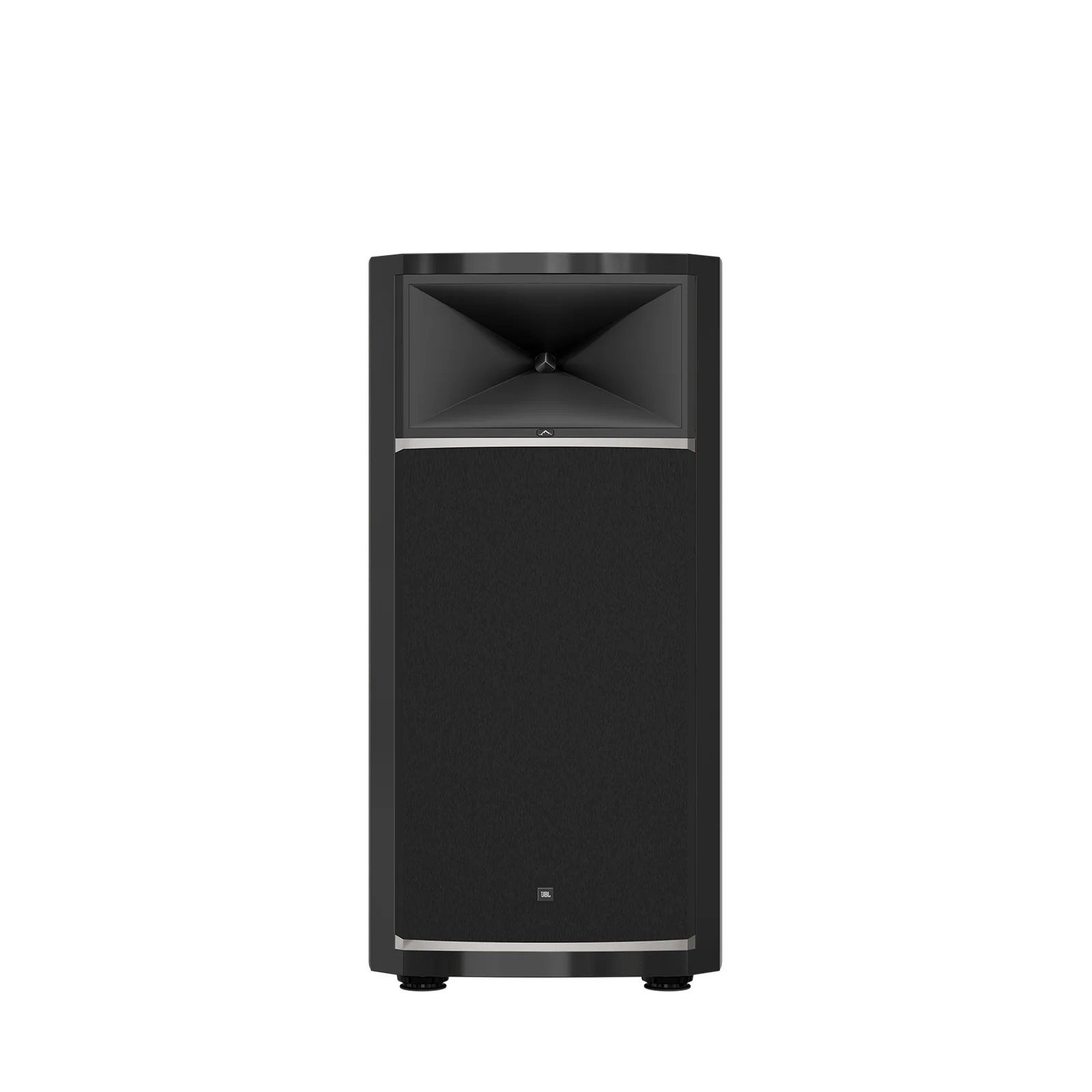 JBL Summit K2 3-Way 15 Inch Reference Floorstanding Speaker Black High Gloss- front view with grille
