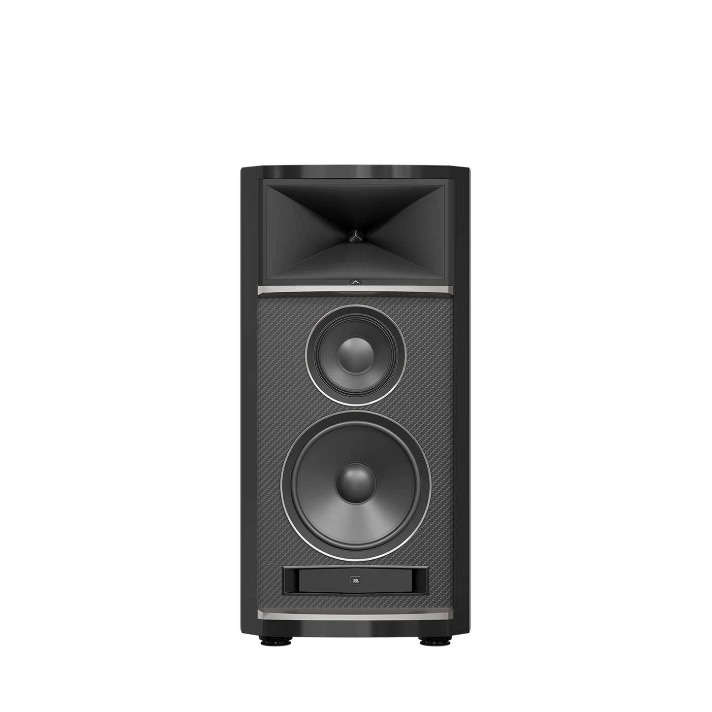 JBL Summit K2 3-Way 15 Inch Reference Floorstanding Speaker Black High Gloss- Single front view w/o grille
