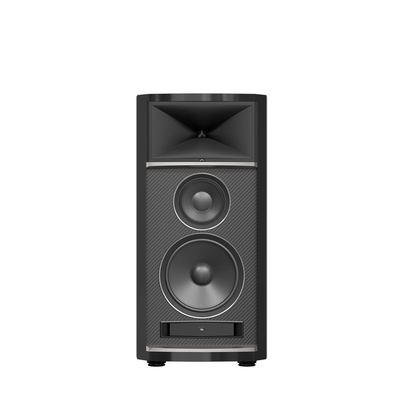 JBL Summit K2 3-Way 15 Inch Reference Floorstanding Speaker Black High Gloss- Single front view w/o grille