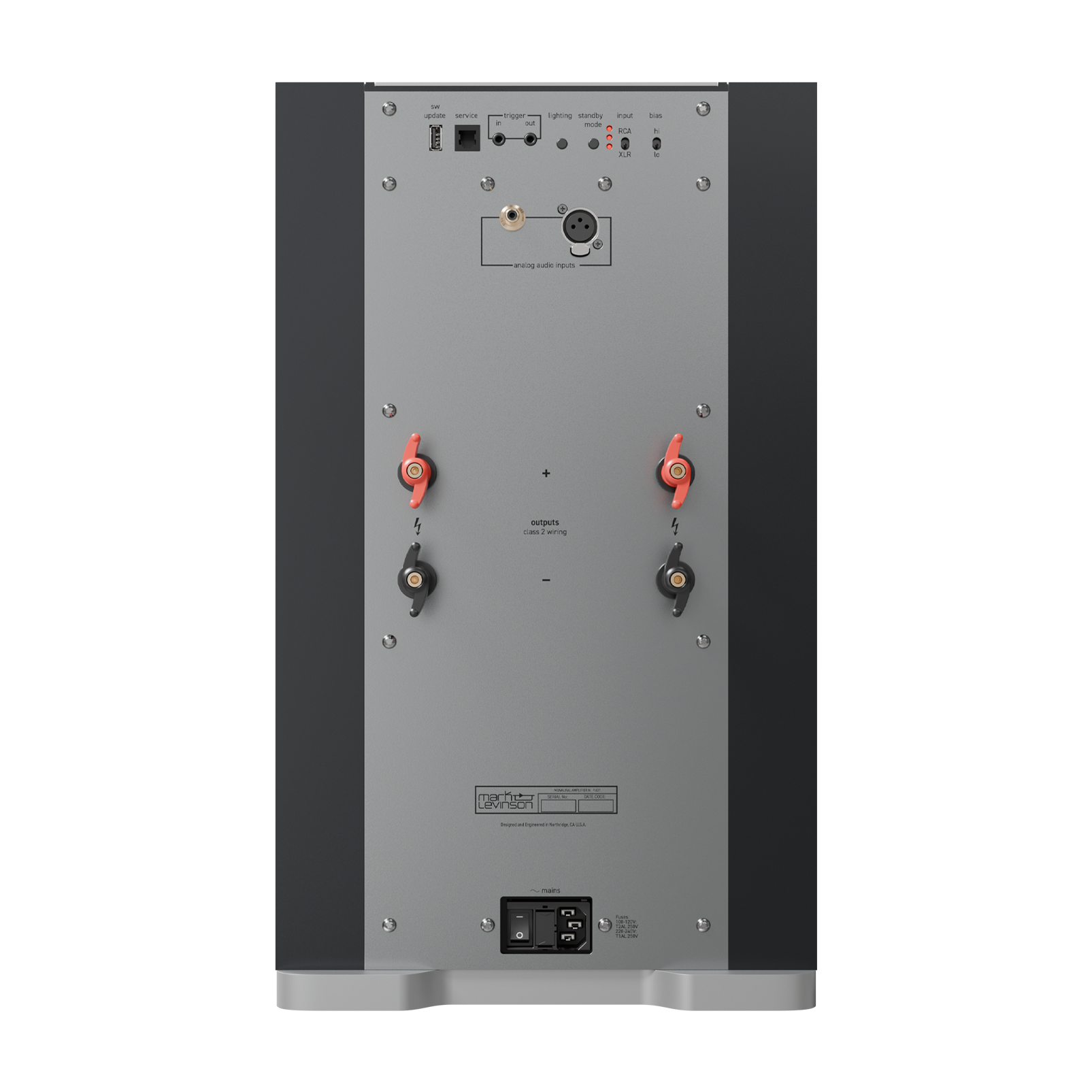 Mark Levinson No 631 monoblock amplifier rear view