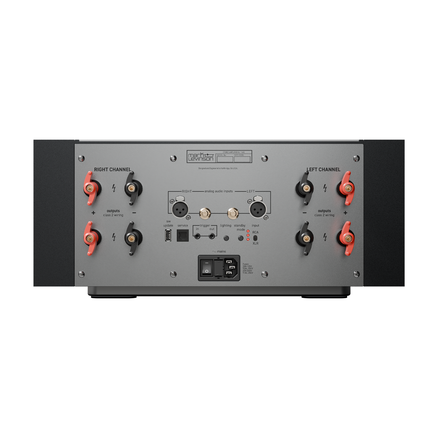 Mark Levinson No 626 stereo amplifier rear view