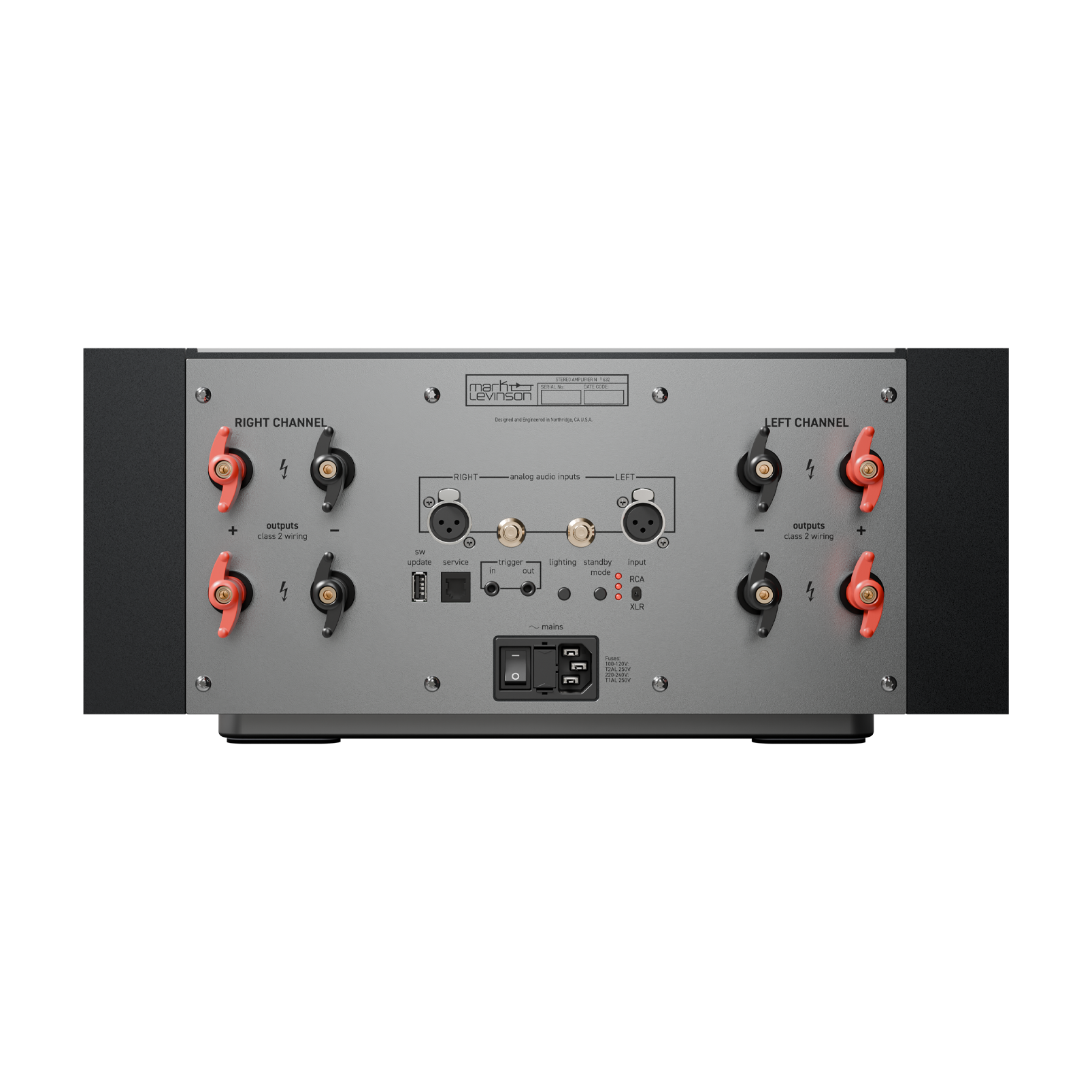 Mark Levinson No 626 stereo amplifier rear view