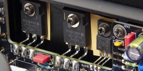 PrimaLuna EVO 300 Hybrid Tube Integrated Amp MOSFET close-up