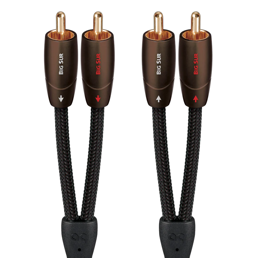 AudioQuest's Big Sur cables feature Perfect-Surface Copper+ (PSC+)conductors and gold-plated pure "Purple-Copper" RCA plugs for a marked sonic improvement