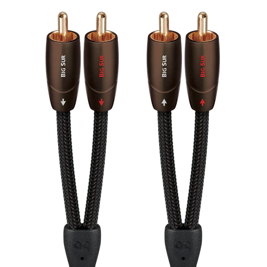 AudioQuest's Big Sur cables feature Perfect-Surface Copper+ (PSC+)conductors and gold-plated pure "Purple-Copper" RCA plugs for a marked sonic improvement