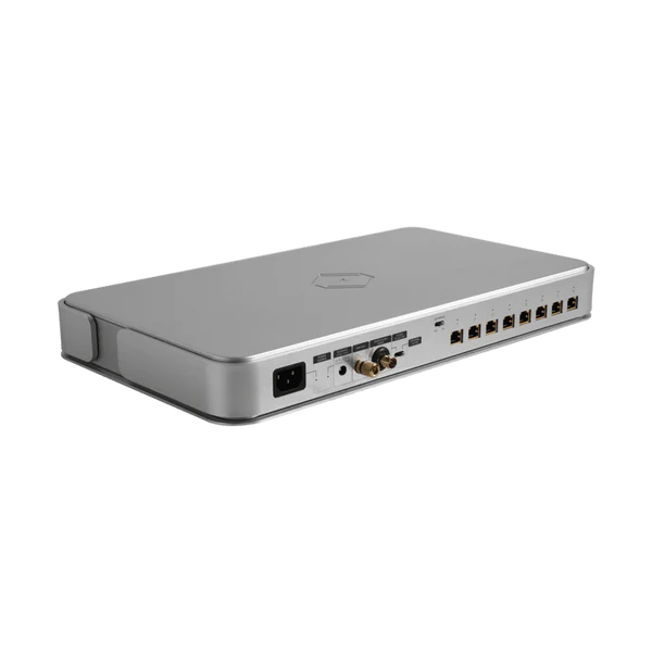 Silent Angel Bonn NX 8-Port Network Switch silver angled rear view