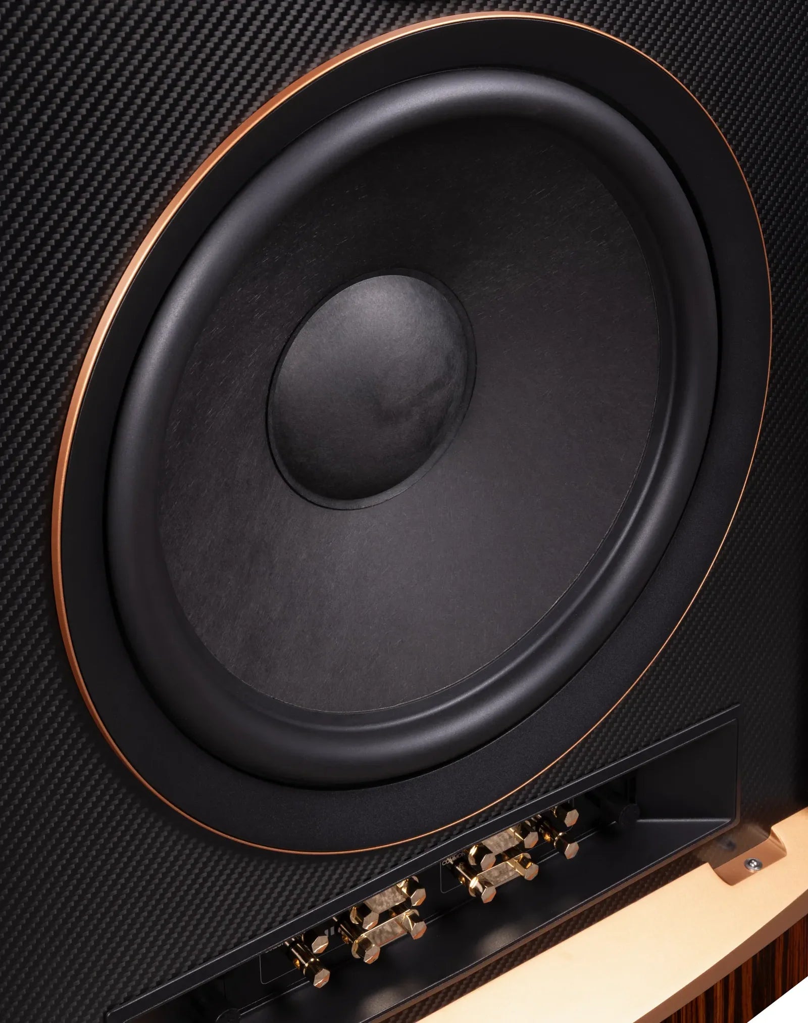 JBL Summit K2 3-Way 15 Inch Reference Floorstanding Speaker Ebony High Gloss- bass driver close-up