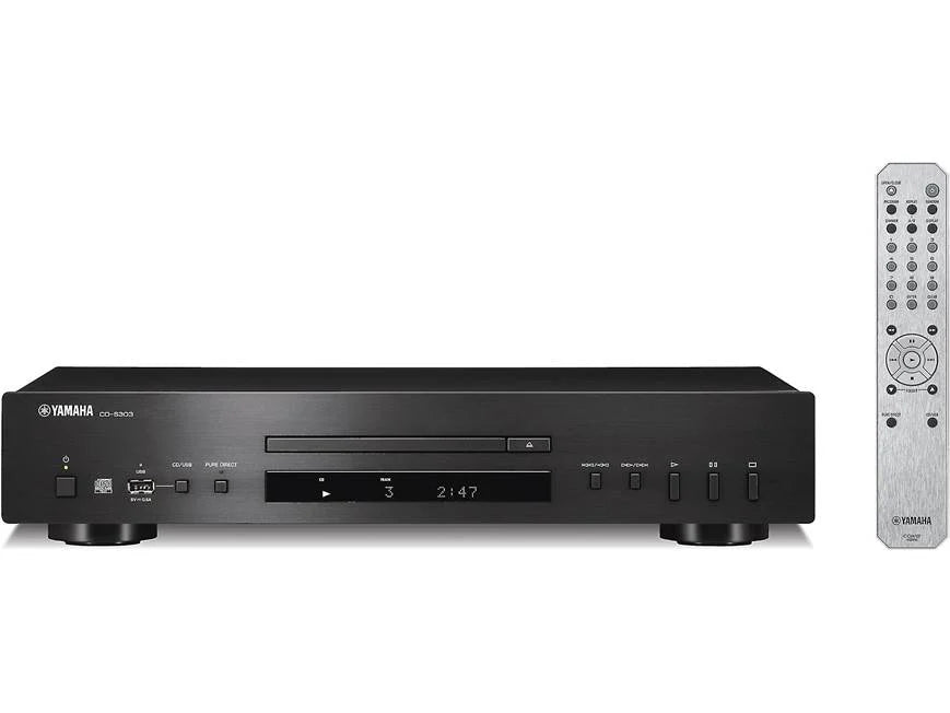Yamaha CD-S303 front view with remote