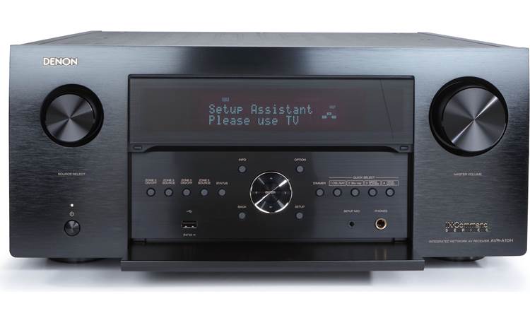 Denon AVR-A10H 13.4-channel home theater receiver front view with panel down