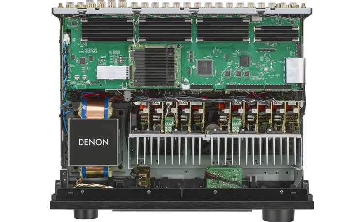 Denon AVR-X6800H 11.4-channel home theater receiver view of the inside.