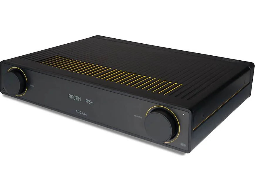 Arcam A5+ Stereo integrated amplifier with built-in DAC, Bluetooth®, and Auracast- angled front view