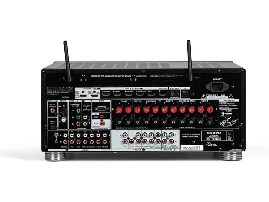 Onkyo TX-RZ50 9.2-channel home theater receiver rear view