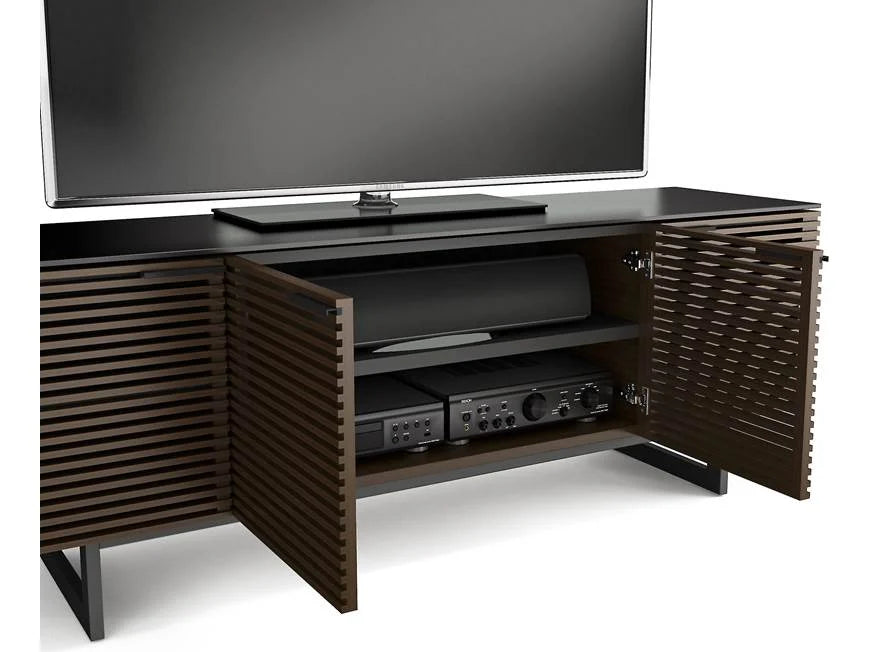 BDI Corridor 8179 chocolate walnut finish open cabinet