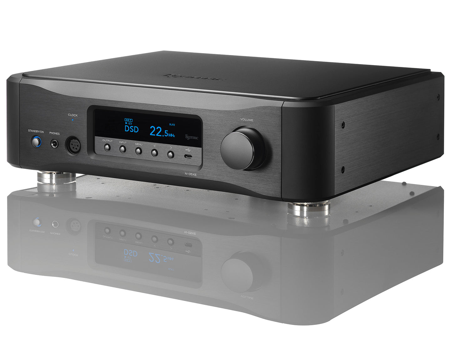 Esoteric N-05XE Network player/Pre-amp angled front view black